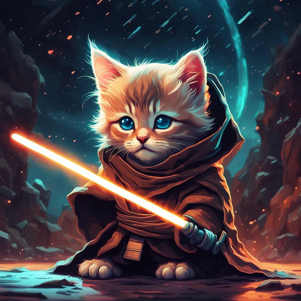 Kitten Jedi: Detailed Digital Art in Unreal Engine