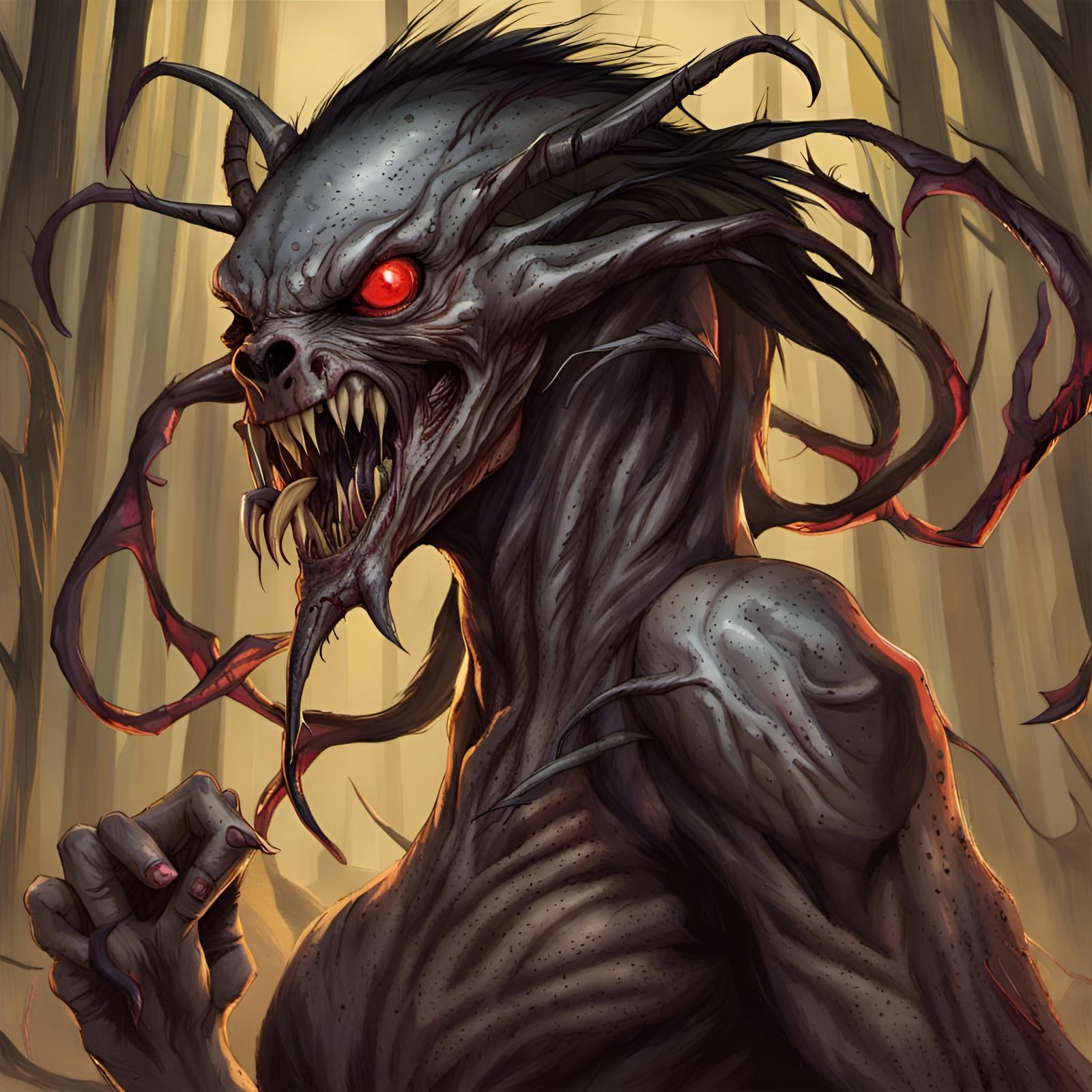 Monstrous Form with Fiery Eyes: A Sinister Portrait