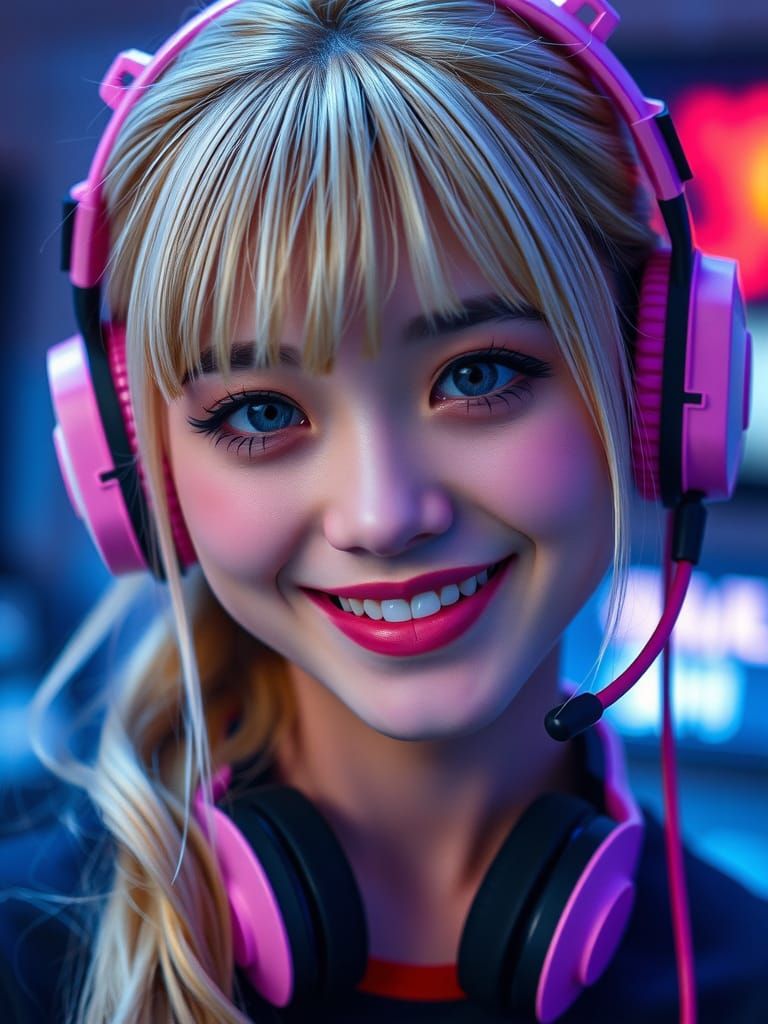 Smiling Woman in Gamer Style, Intimate Portrait