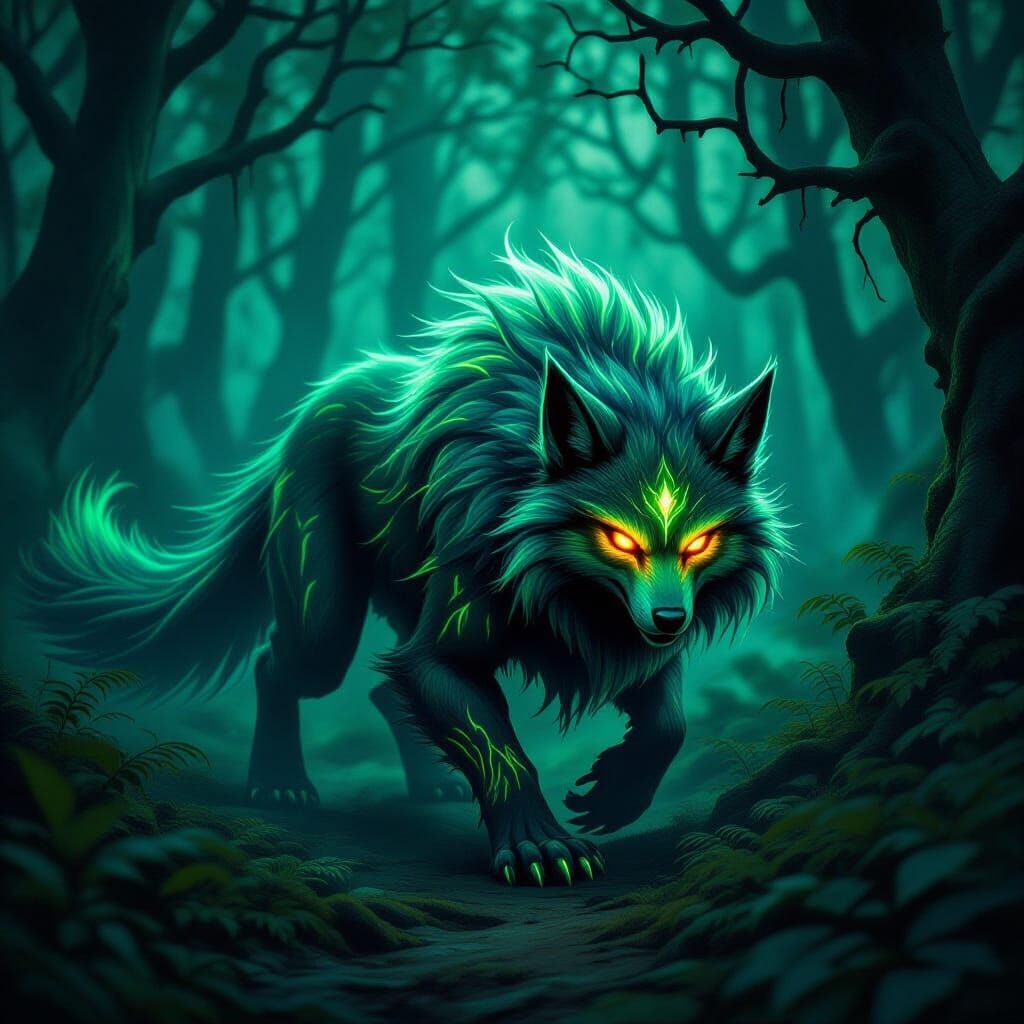 Mystical Forest Creature in Dark Fantasy Style