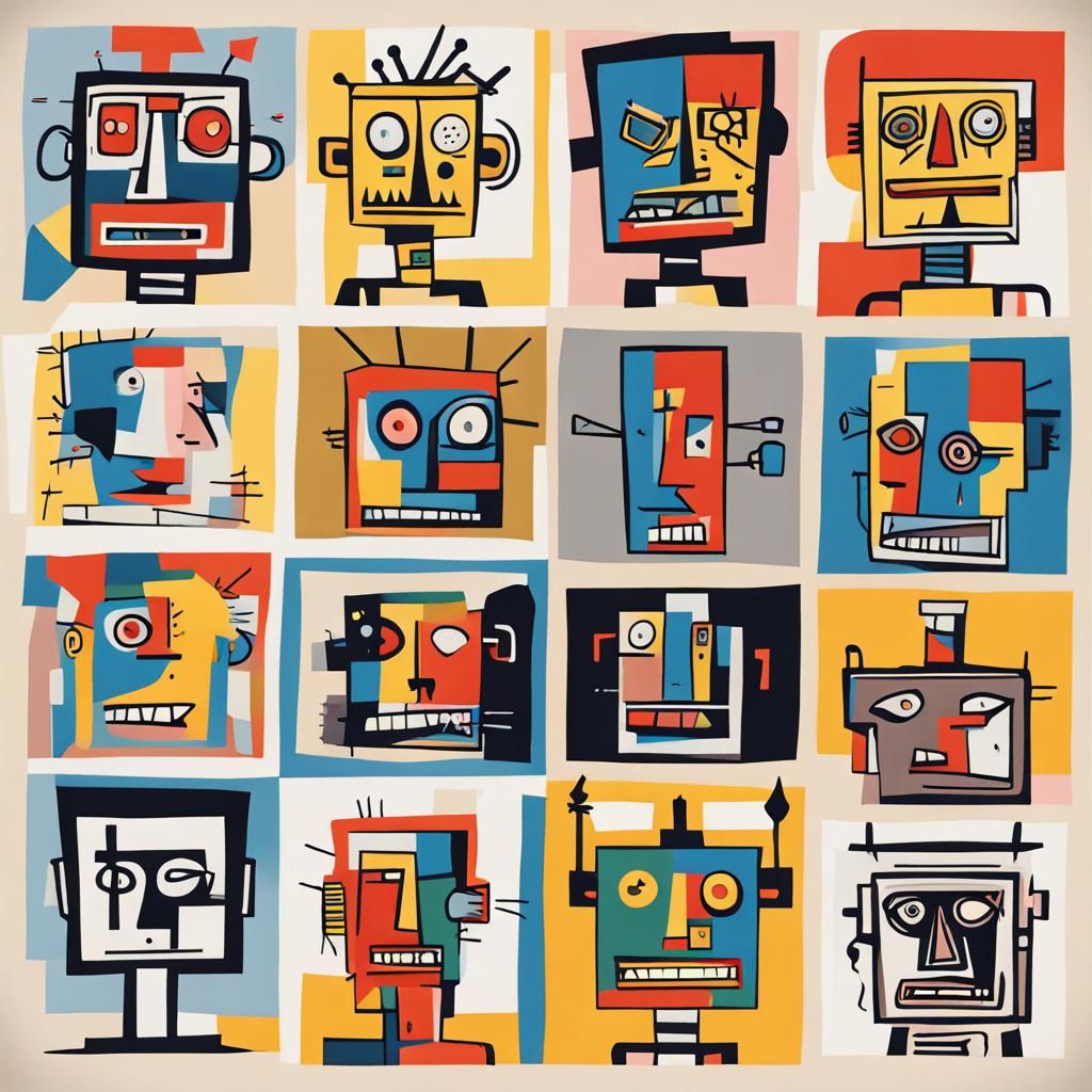 Robot in Cubist Style with Geometric Fauvism