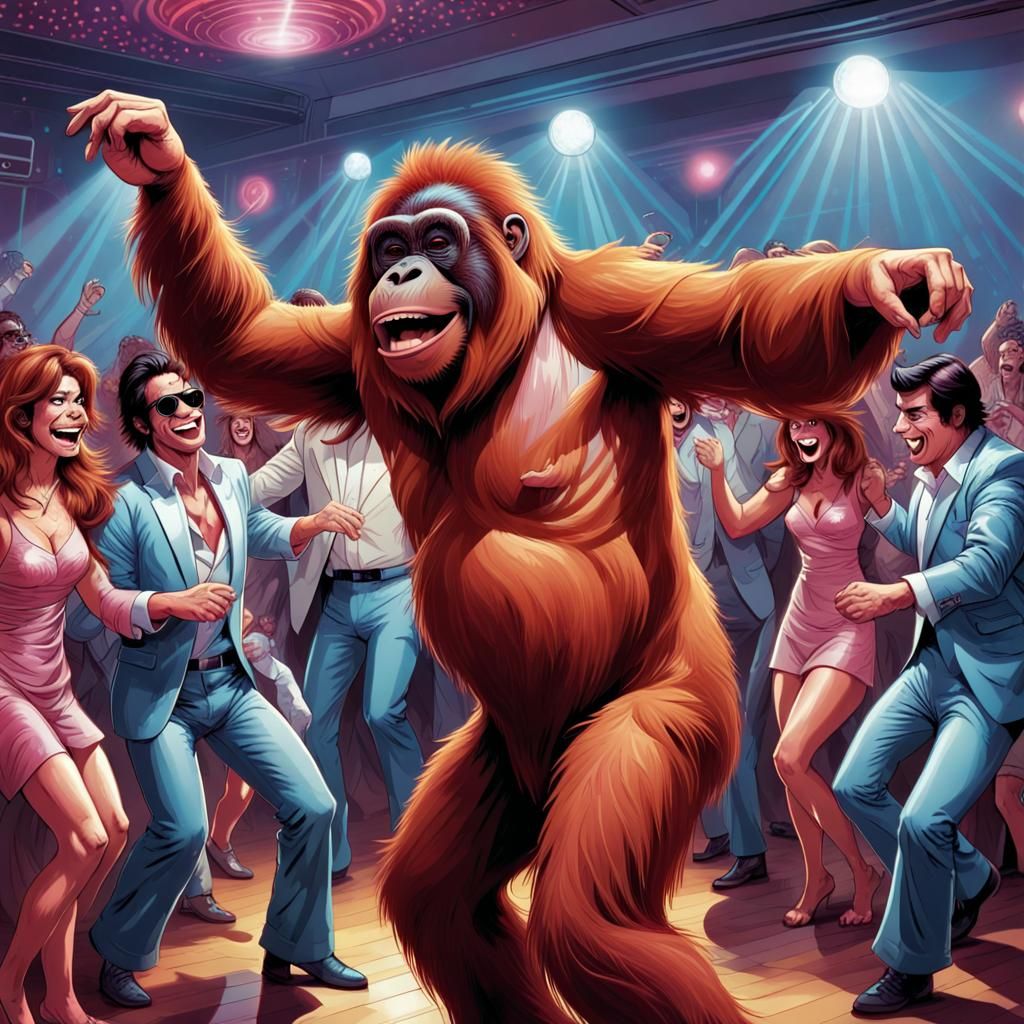Orangutan Chewing up the Disco