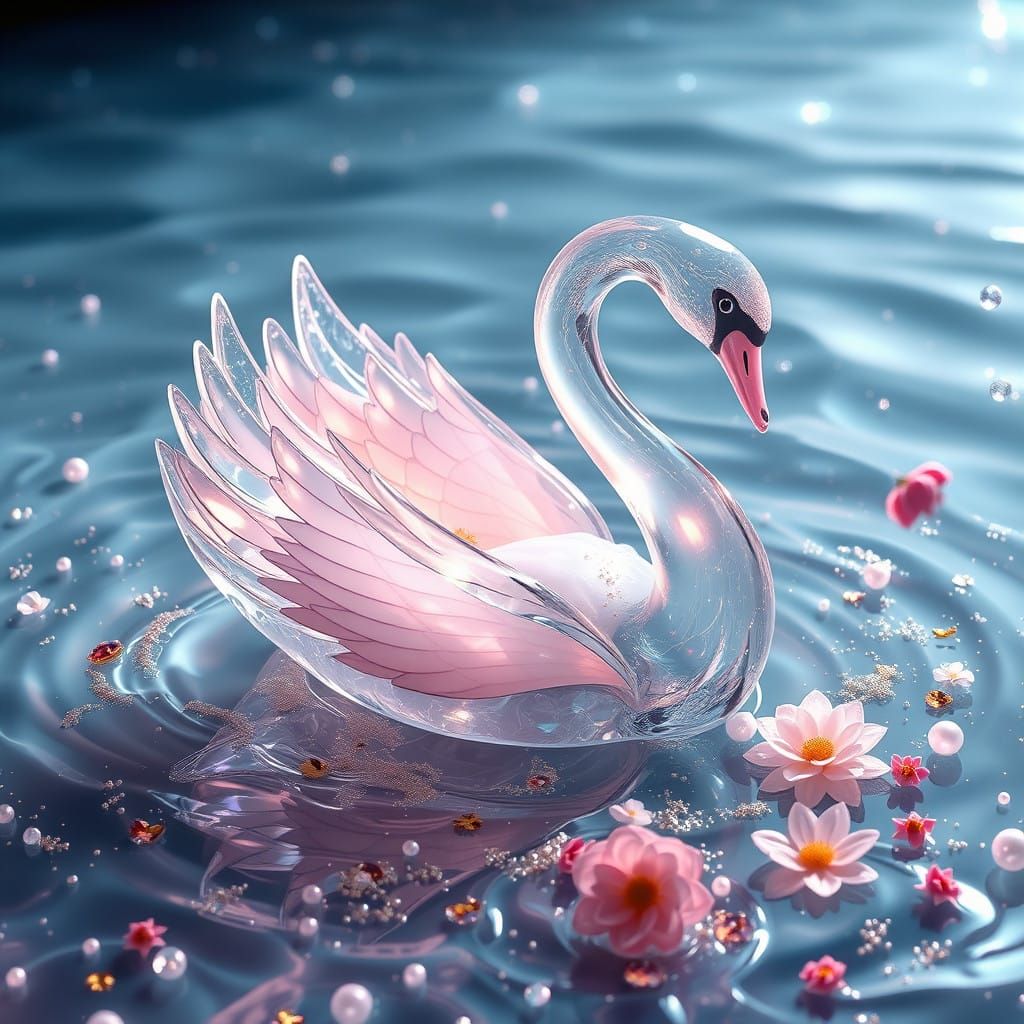 Crystal Swan in Ethereal Glow