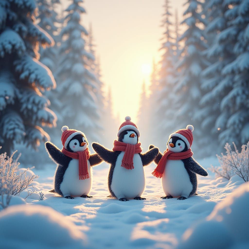 Magical Penguins Dance in Snowy Wonderland