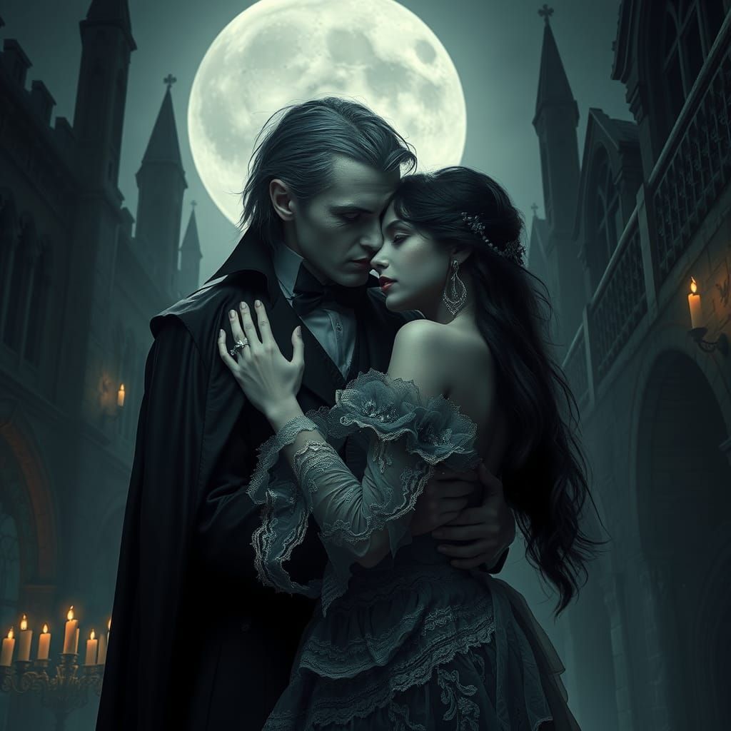 Vampire's Embrace: A Gothic Novel Painting
