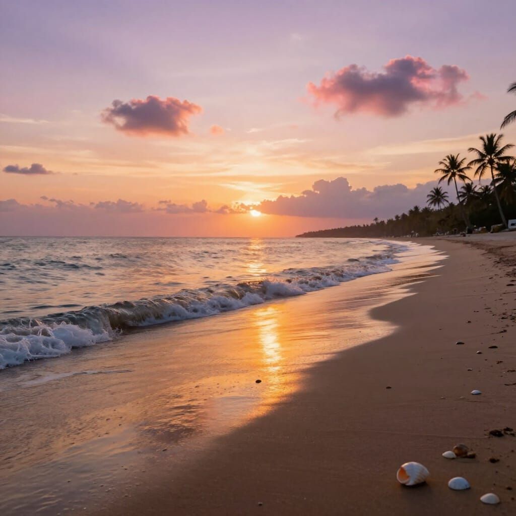 Serene Beach Sunset with Golden Light