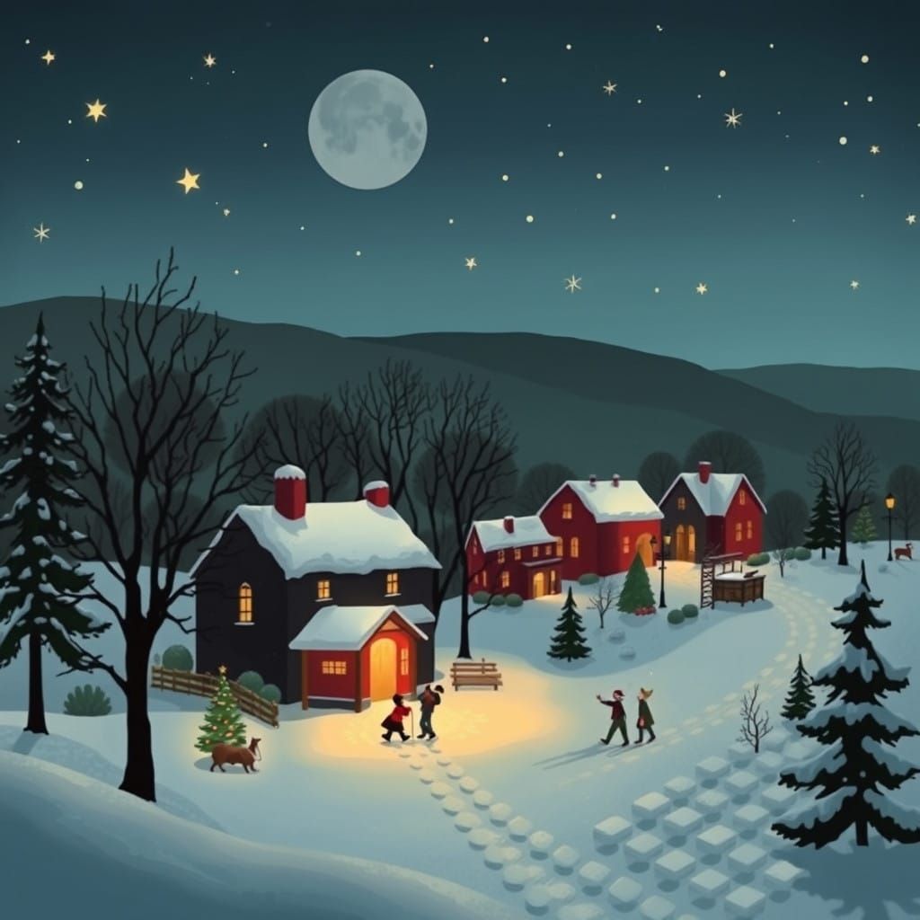 Winter Wonderland in Dark Impressionist Style