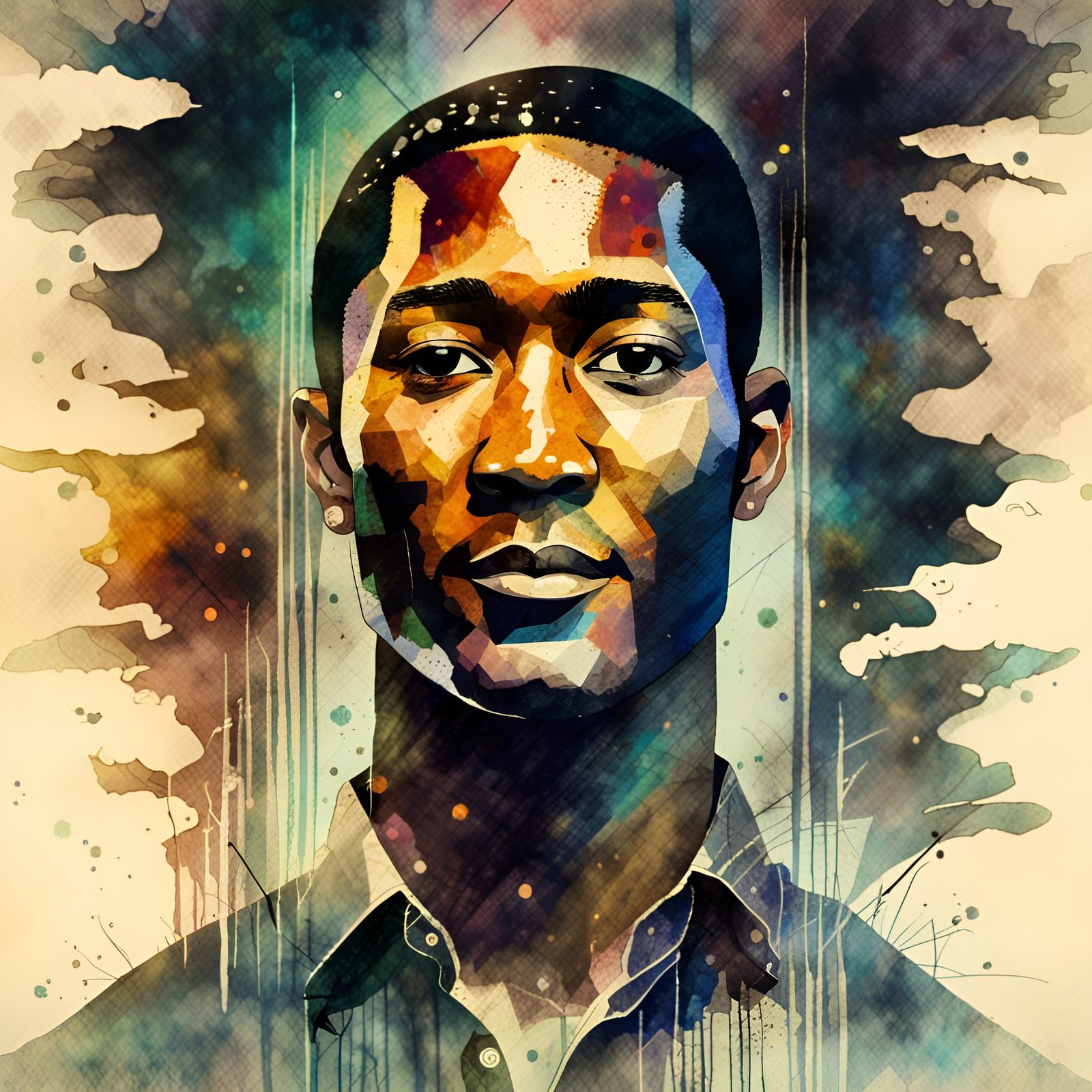 Anthropomorphic Sam Cooke Portrait in Watercolor Style