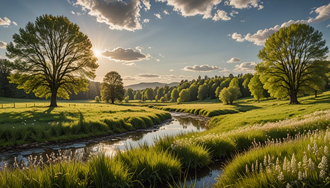 Serene Spring Landscape in Soft Morning Light