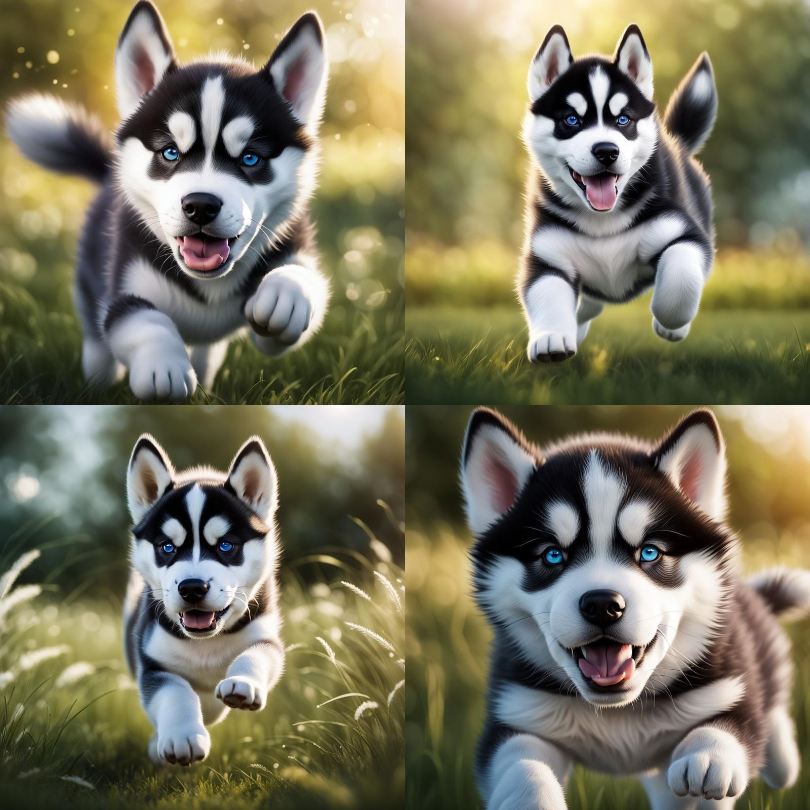 Chubby Siberian Husky Puppy in Photorealistic Style