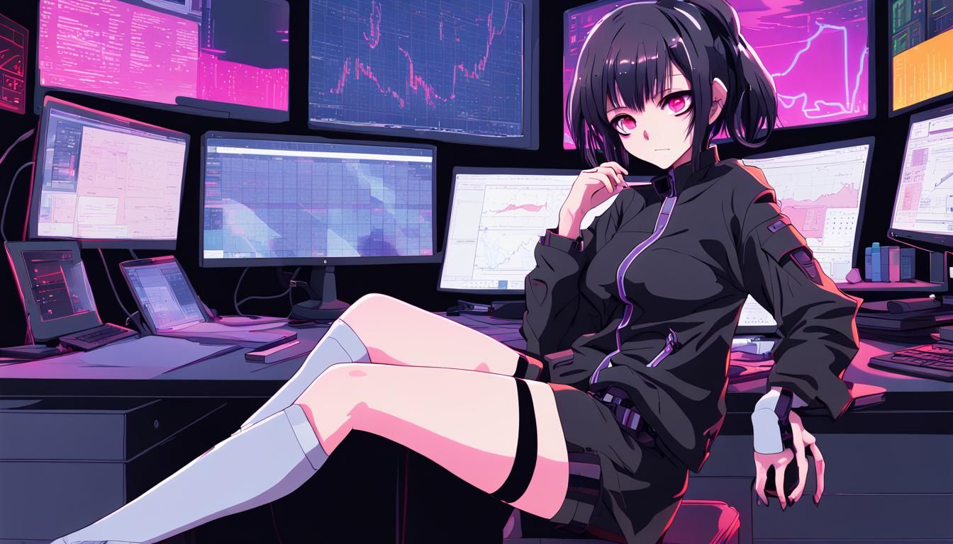 Anime Girl Plots Stocks in Cyberpunk Neo-Tokyo