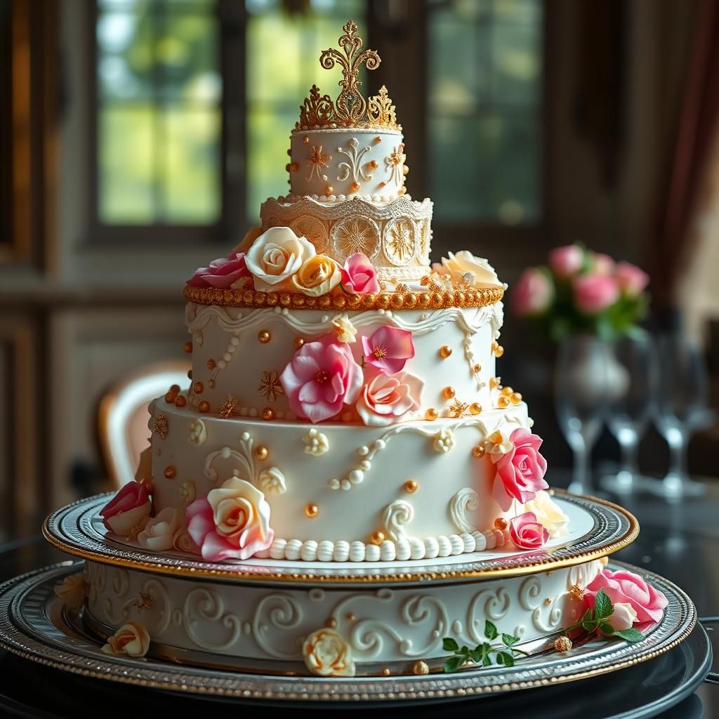 Majestic Princess Cake in Hyper-Realistic Detail