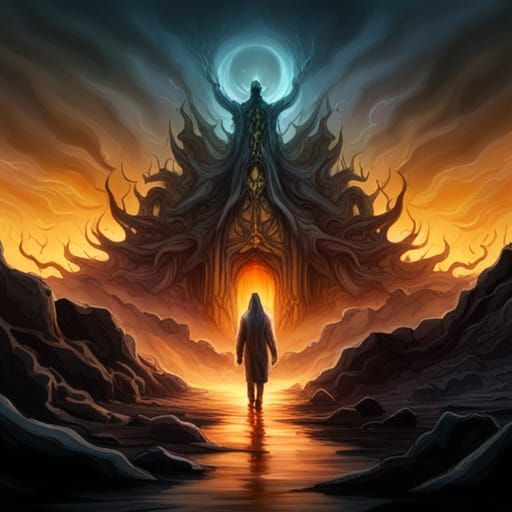 Demonic Apparition in a Black Metal Artwork Style