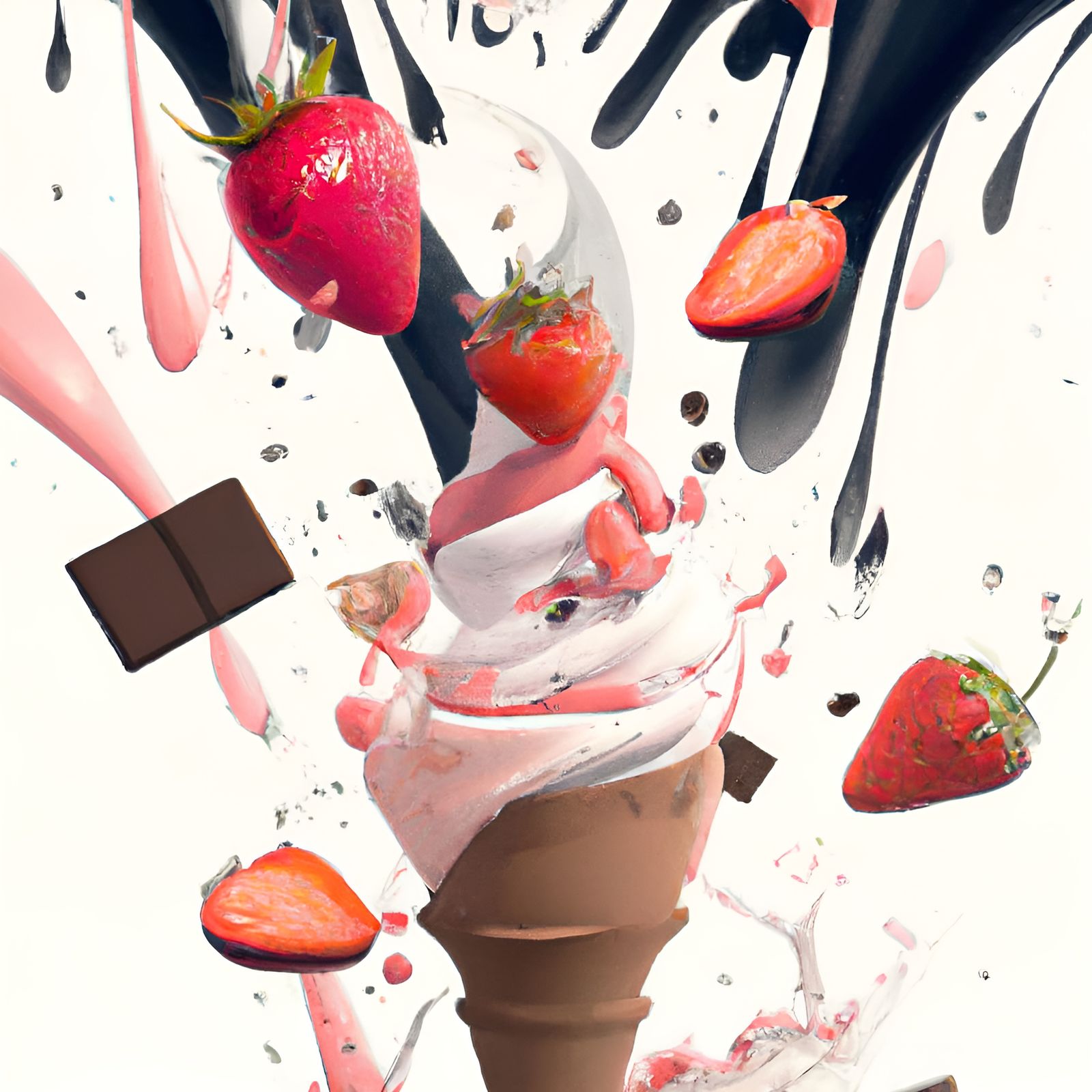 Chocolate Strawberry Ice Cream in Speedpaint Style