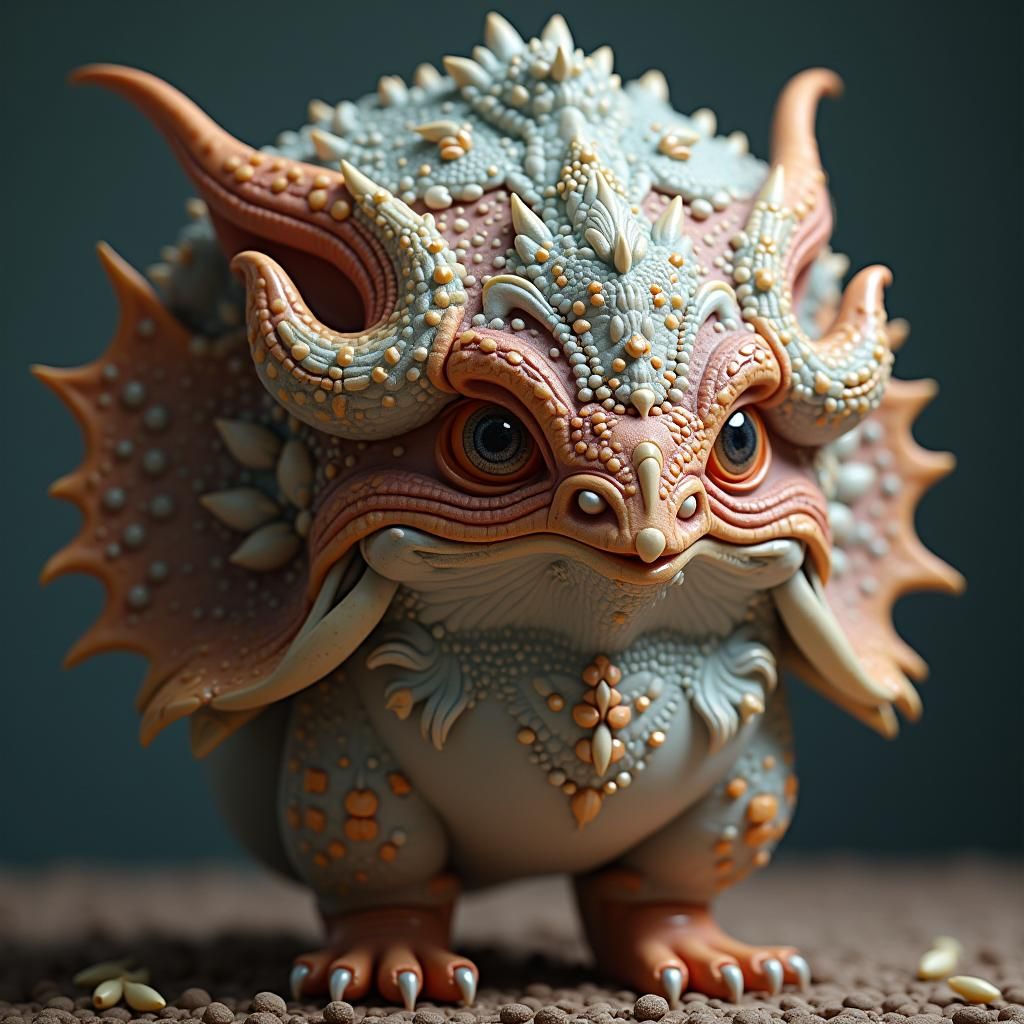 Pink Round Character in Detailed Fantastic Style