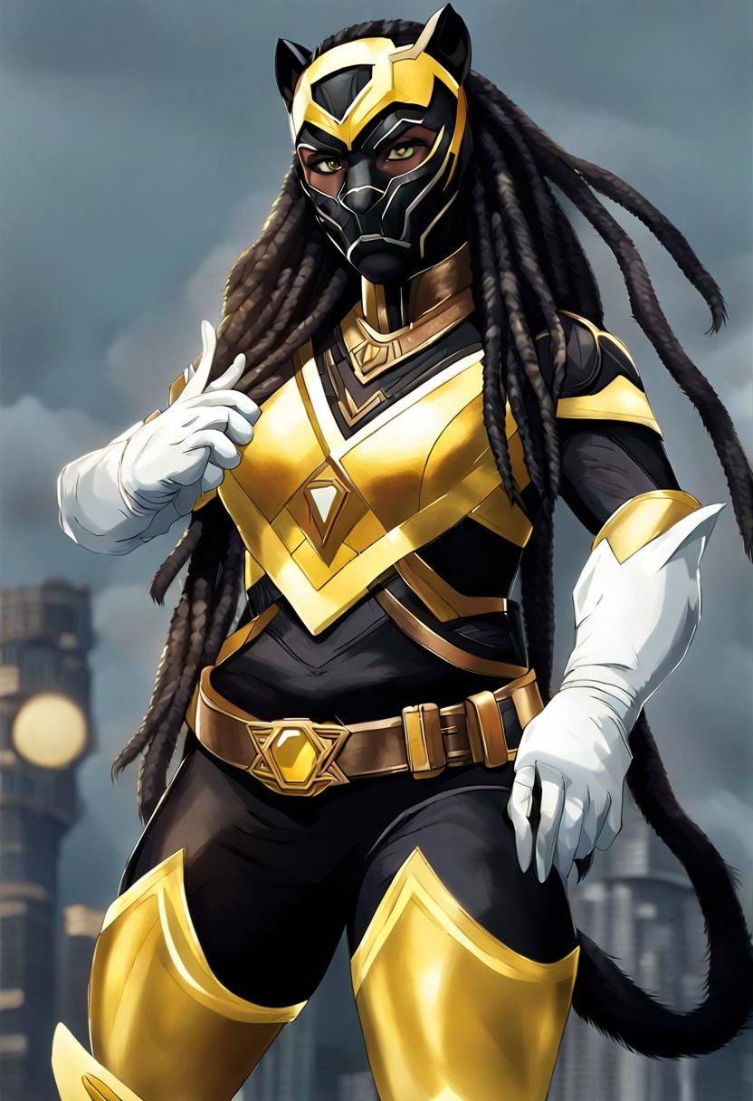 Kaiju Black Panther Anthro in Power Ranger Suit