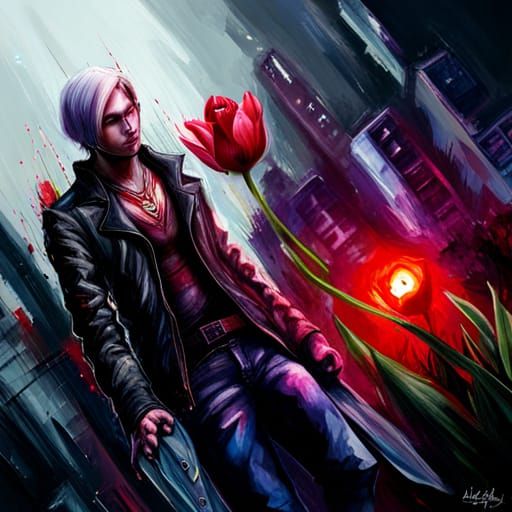 Evil Tulip Flower in Graffiti Art Style