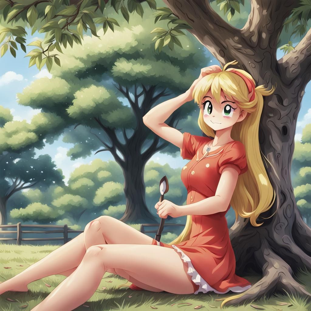 Applejack Brushing Hair in Anime Style