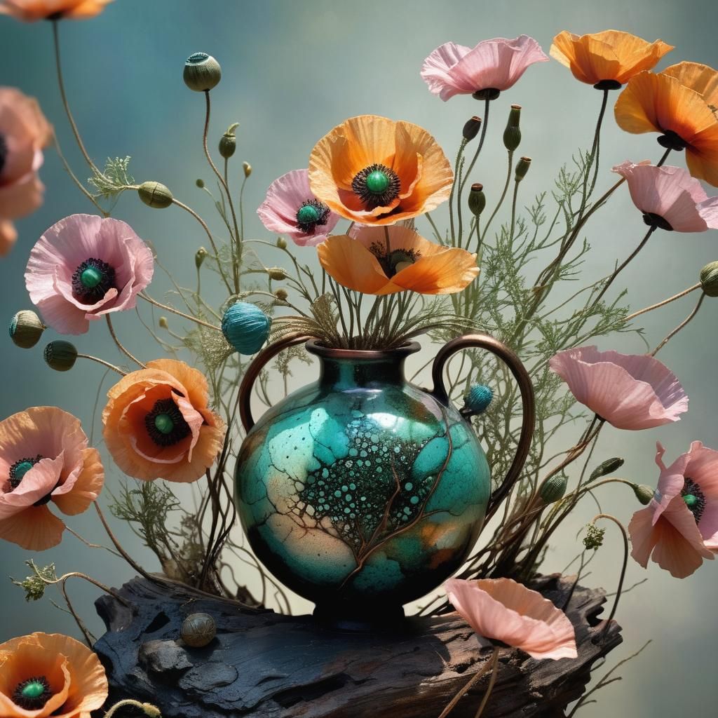 Microscopic Seed in Ikebana Bouquet, Splash Art