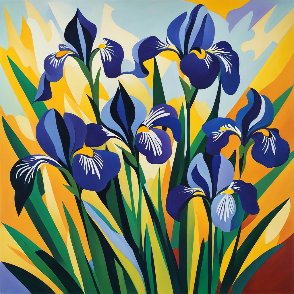 Cubist Irises: An Abstract Floral Impression