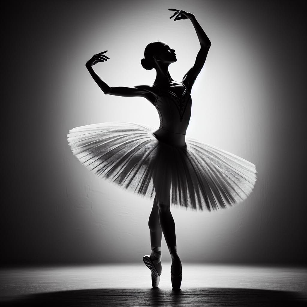 Elegant Ballerina Silhouette in Black and White