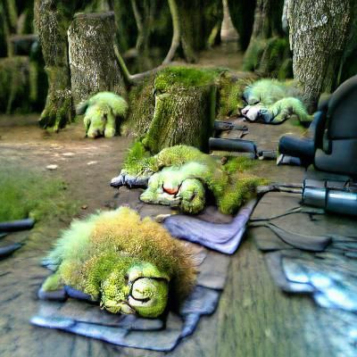 Mossy Trolls Sleeping in an Old Forest