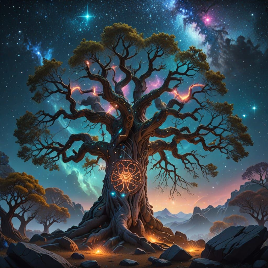 Concept art. A starry sky in which floats a majestic, ancien...