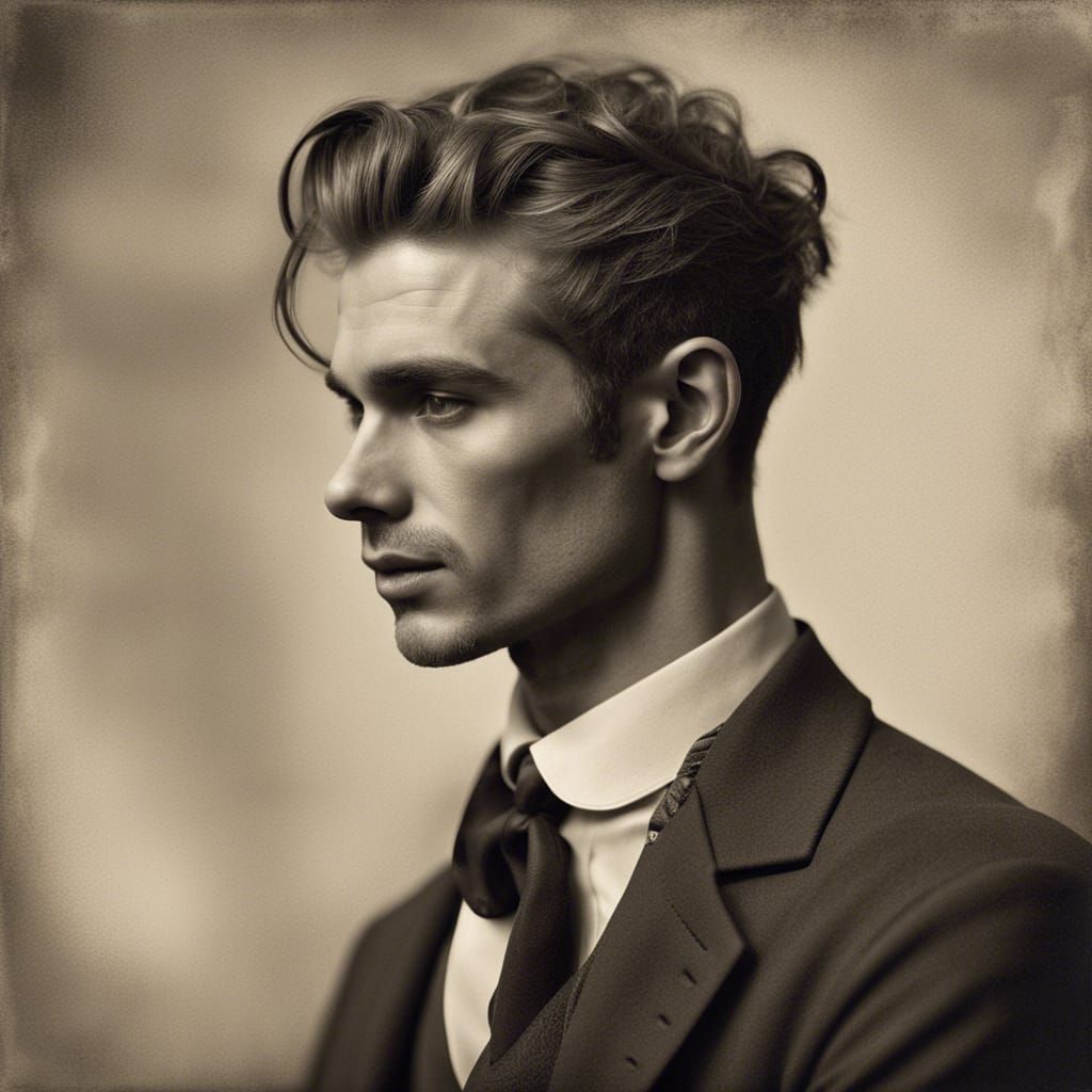 Enigmatic Man with Refined Features in Splash Art