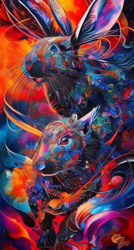 Samurai Rabbit in Japanese Art Style