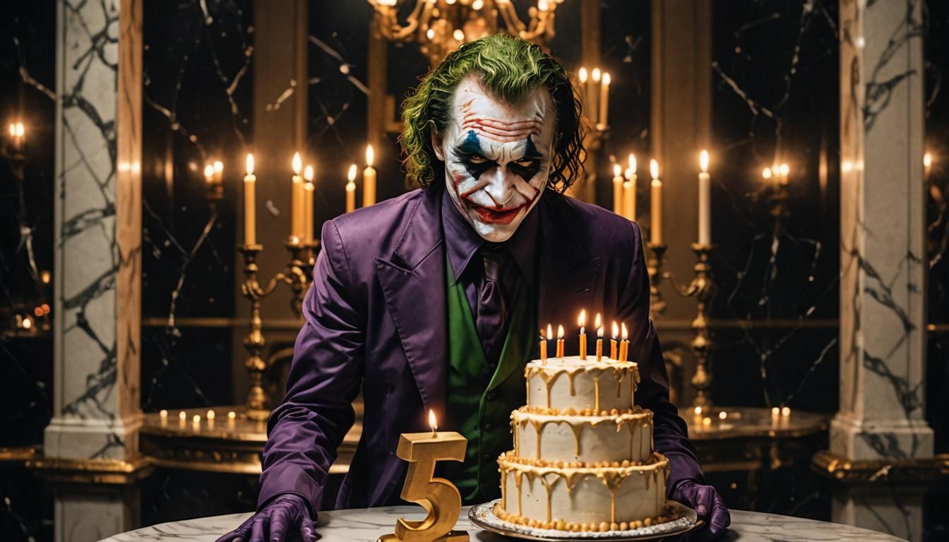 Joker's Birthday: Dark Celebration in Opulent Ballroom