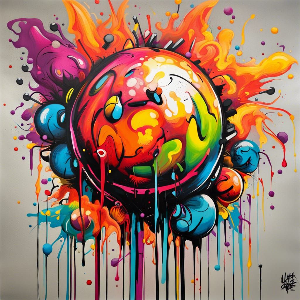 Graffiti Art with Fire Splash Effect