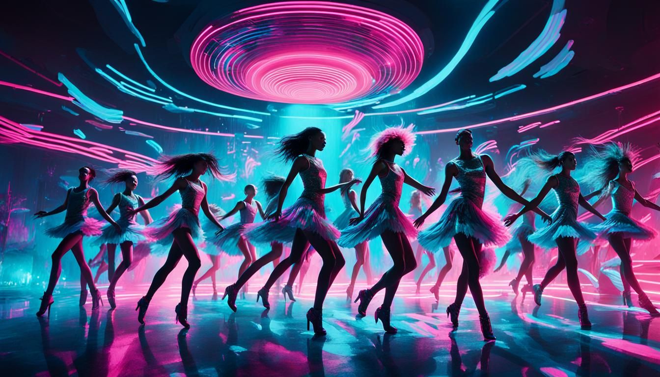 Bioluminescent Dancers in Neon Nightclub Lighting