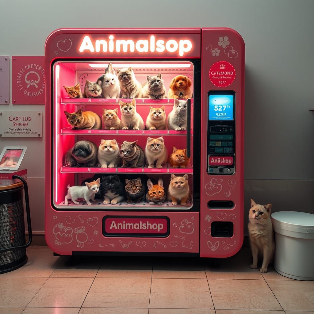 High Tech Vending Machine Filled with Live Pets