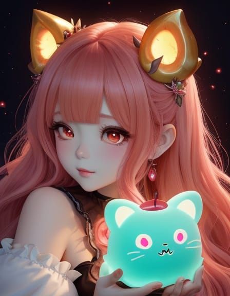 Chibi Dark Fairy Tale Princess in Anime Style