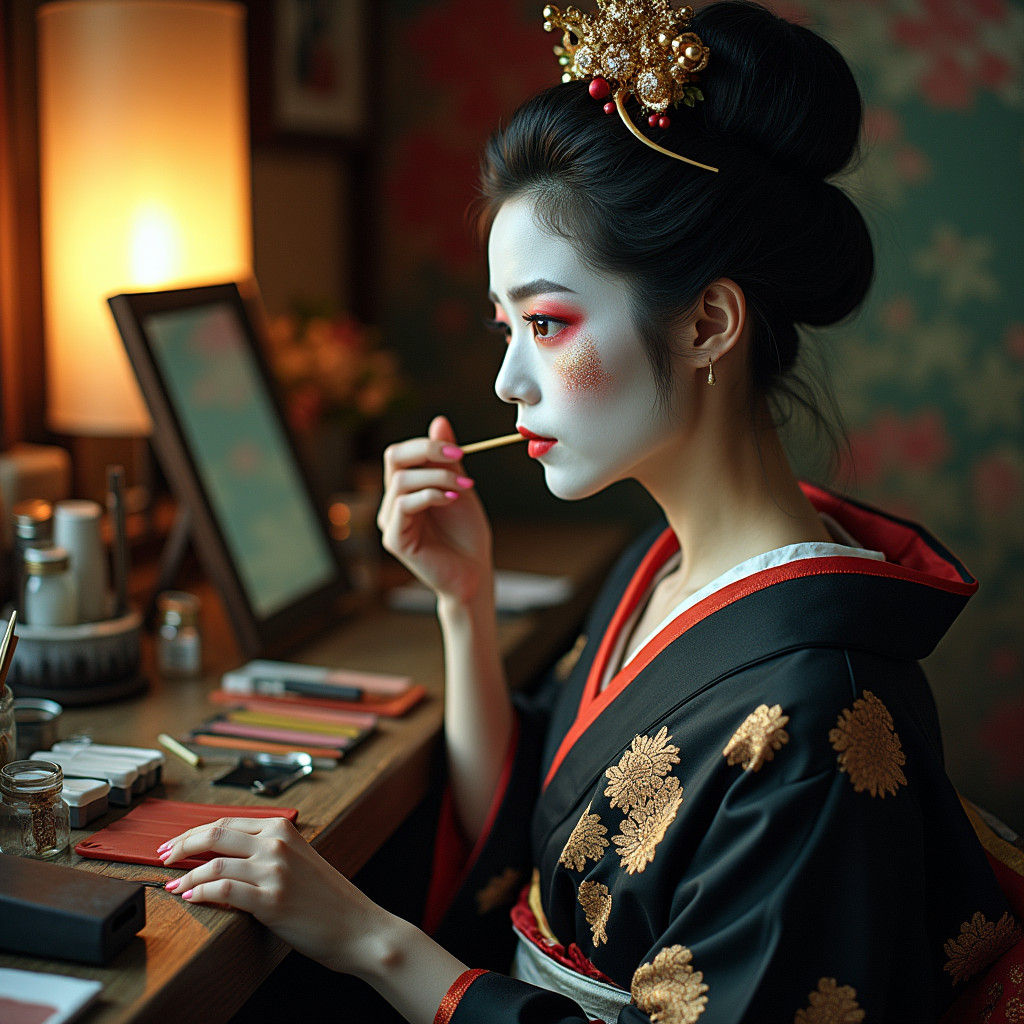 Kabuki Actress Makeup in Soft Focus Photography