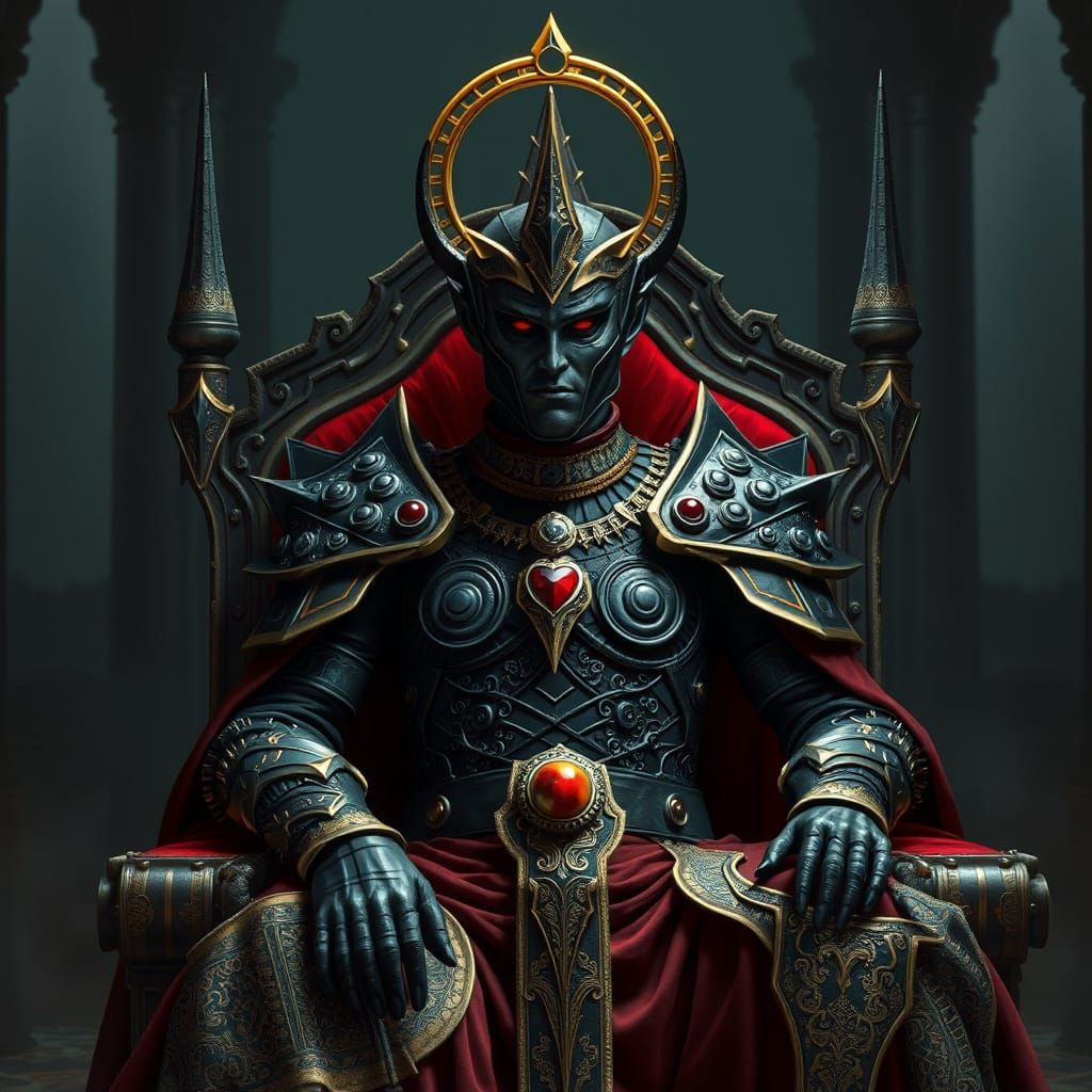 Emperor on Ruby Throne in Dark Mystical Style