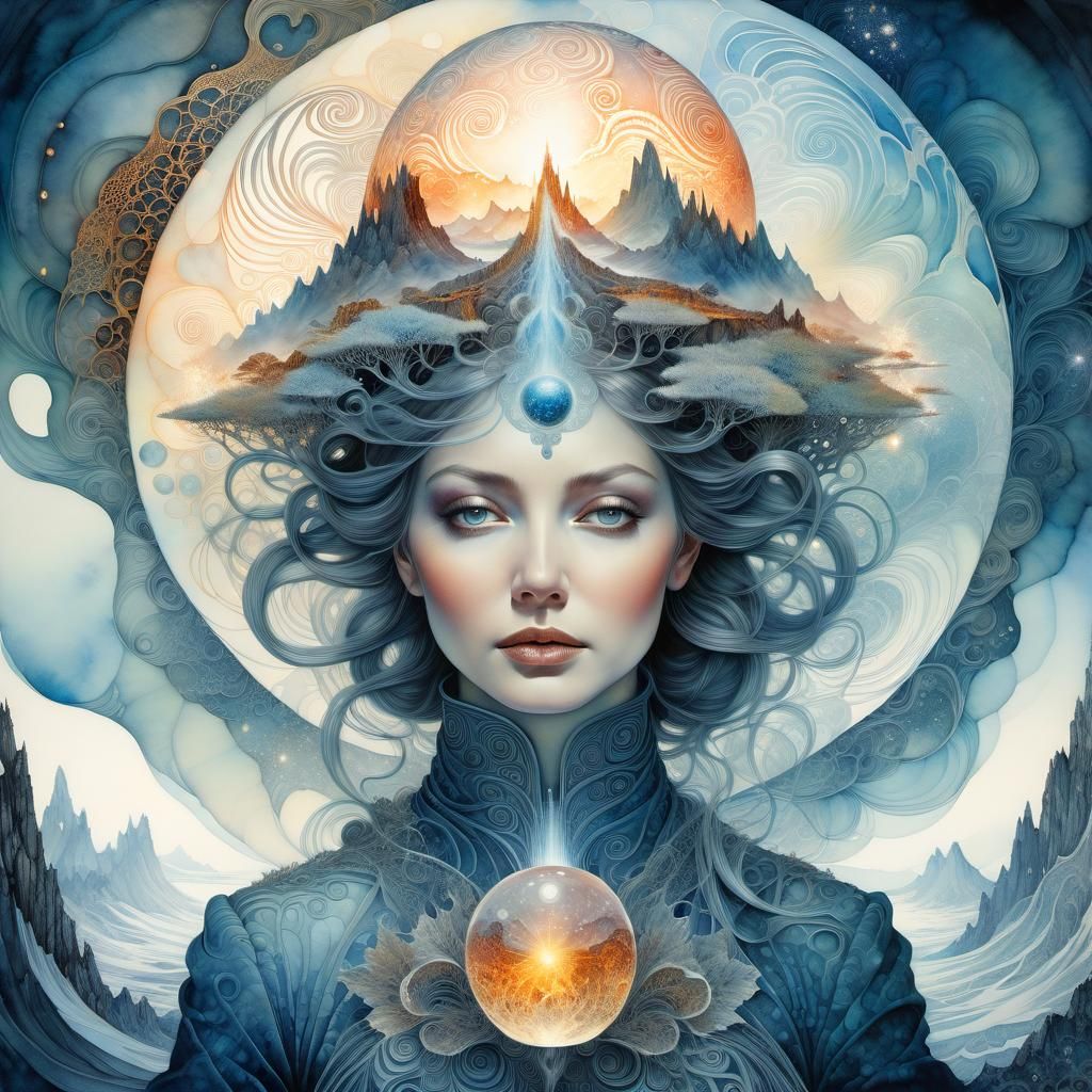 Journey to Earth's Core: Surreal Watercolor Illustration