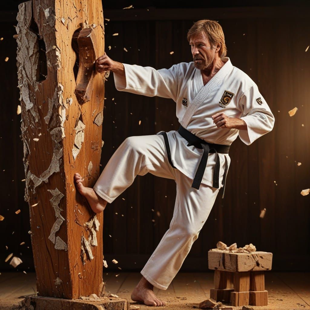 Hyperrealistic Chuck Norris Roundhouse Kick in 8K