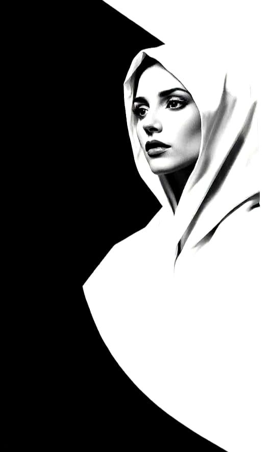 Dualistic Women in Minimalist High-Contrast Art
