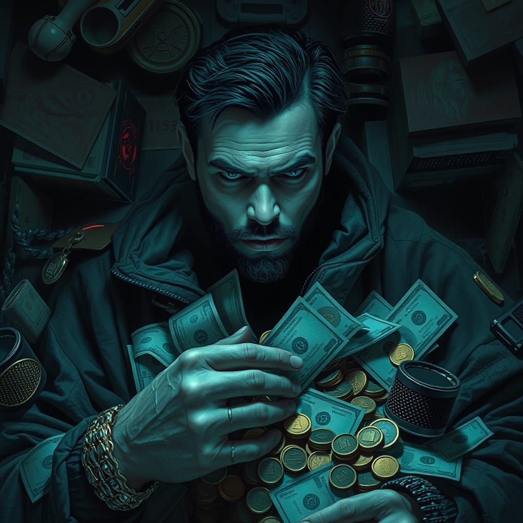 Wealth and Greed: A Dystopian Cyberpunk Vision