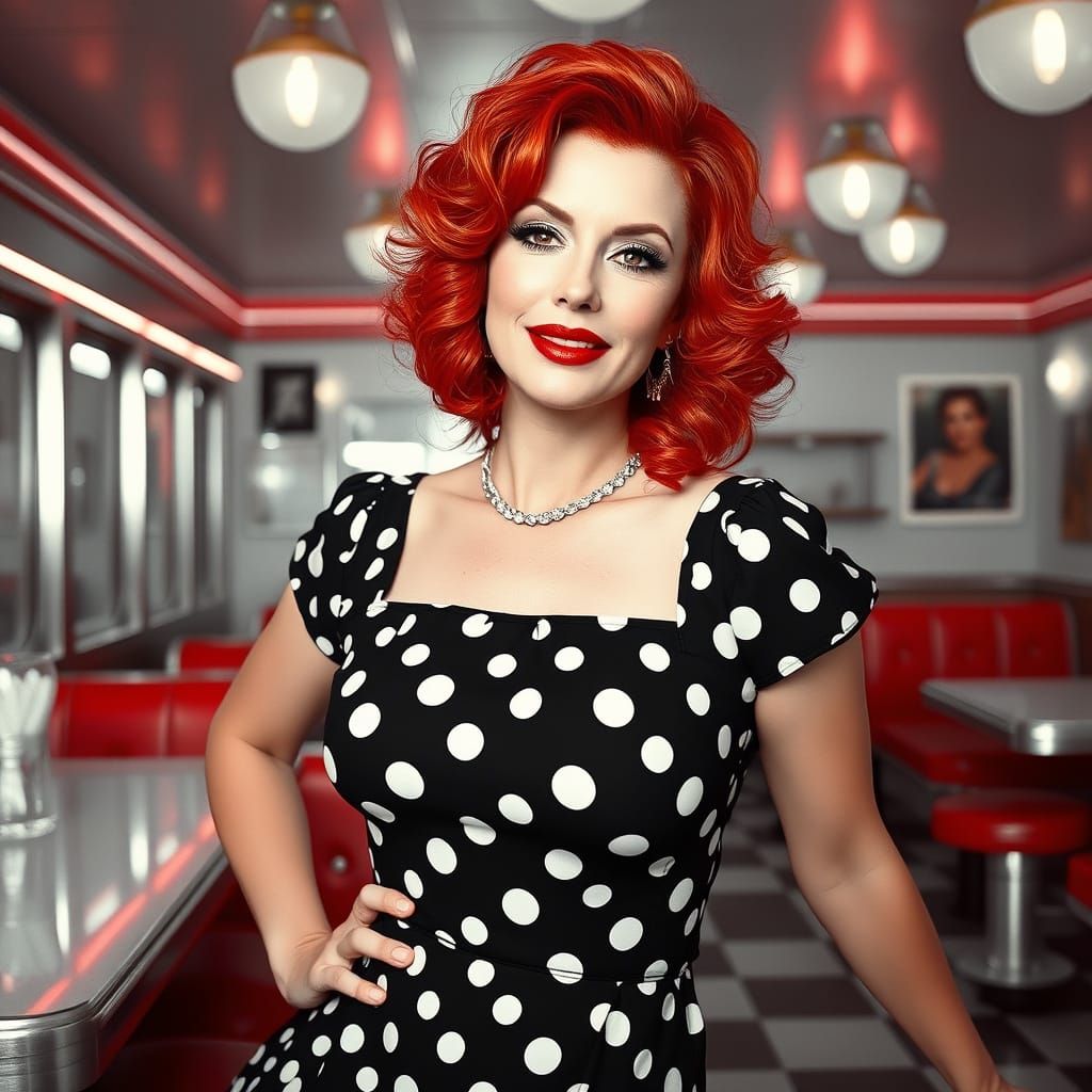 Retro Diner: Trans Woman in High-Contrast Portrait