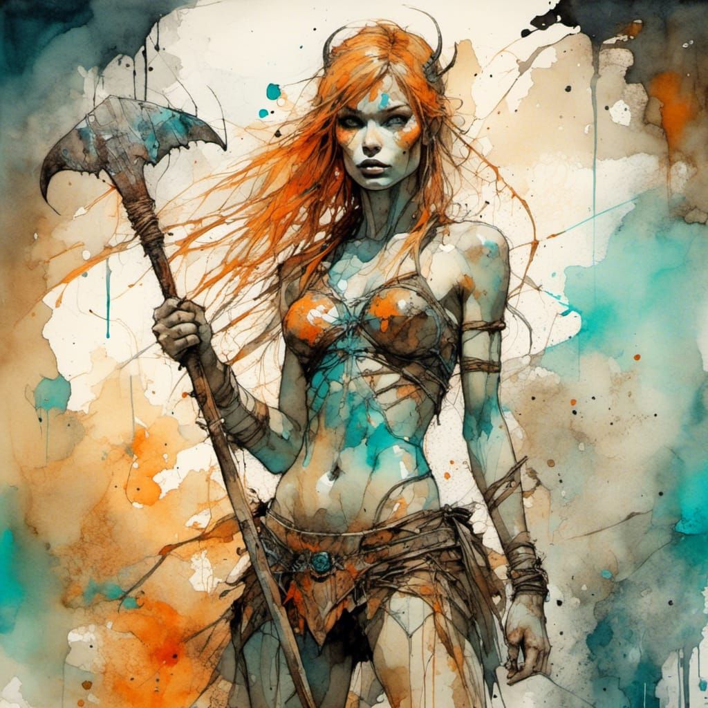 Breathtaking Female Barbarian with Bioluminescent Details