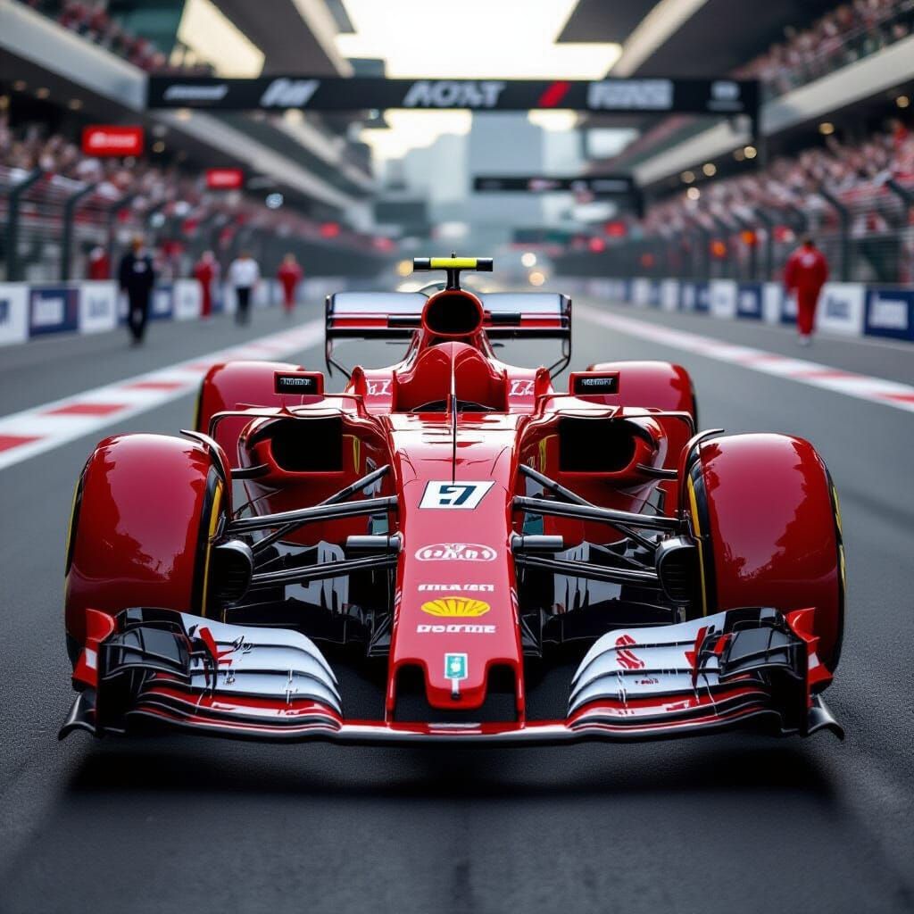 Sleek Formula 1 Car with Futuristic Metallic Design