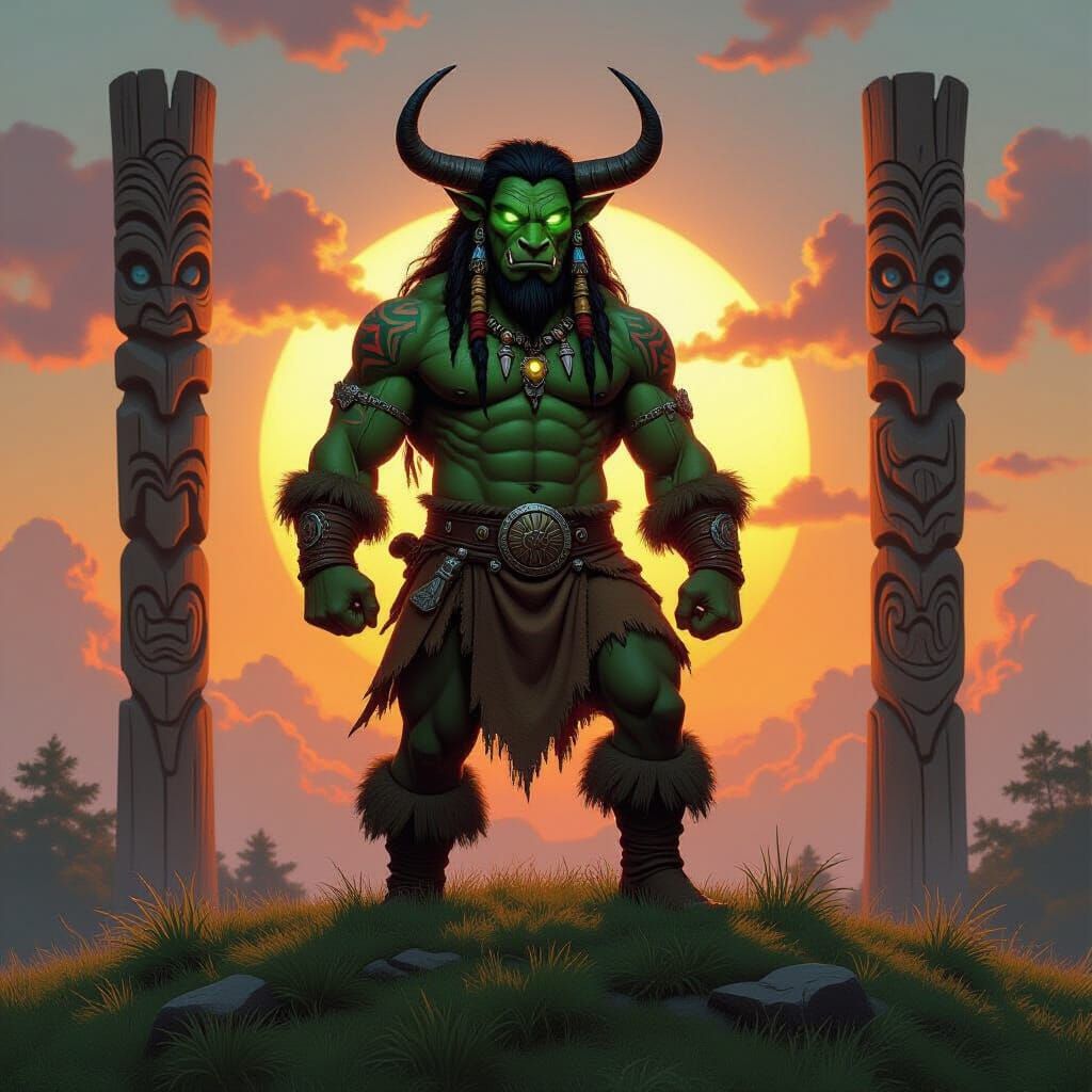 Tauren with Tattoos in Grassy Landscape