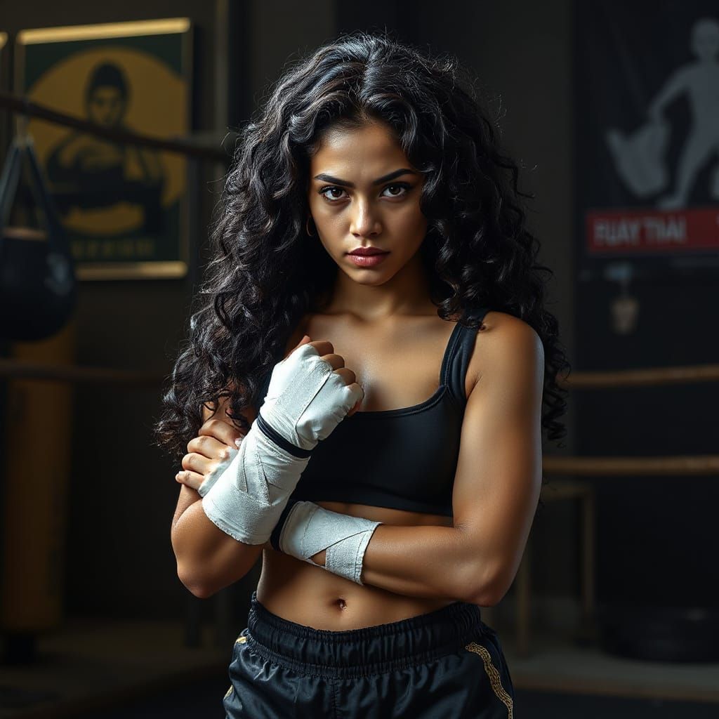 Determined Muay Thai Fighter in Cinematic Concept Art