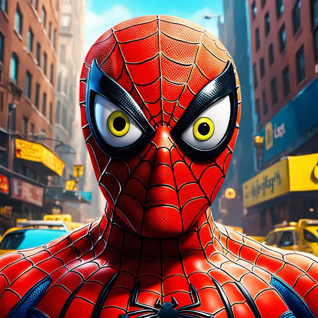 Spongebob dressed as Spiderman