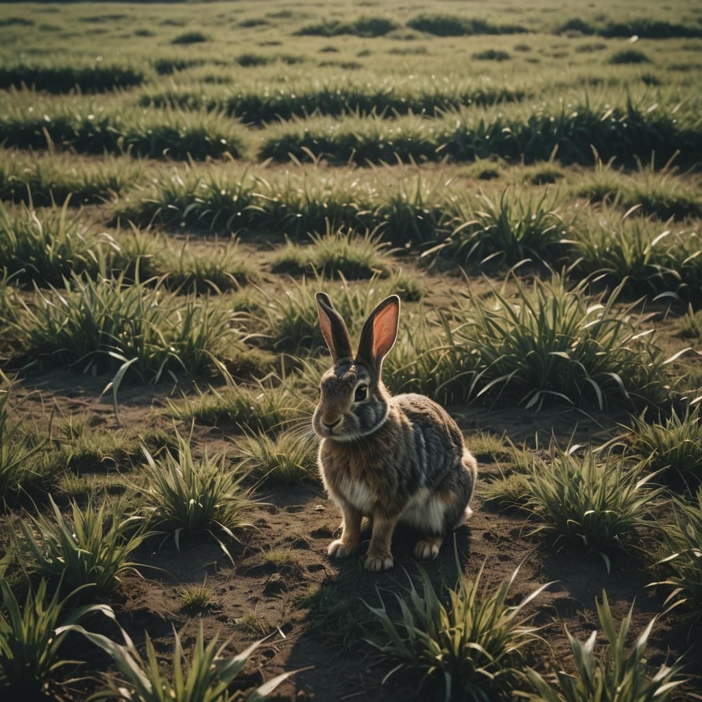 Cinematic Rabbit in Field: A Masterpiece of Detail