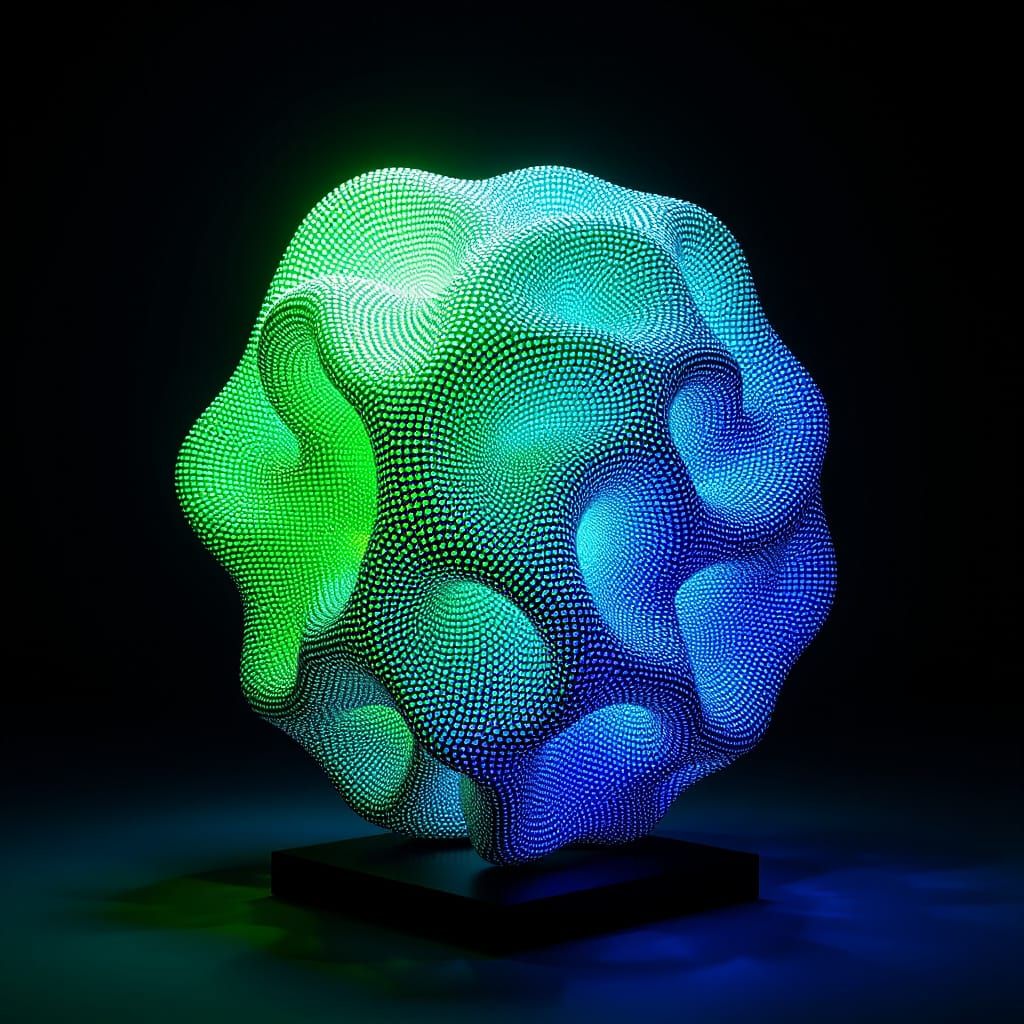 Abstract Sculpture in Green and Blue Gradients