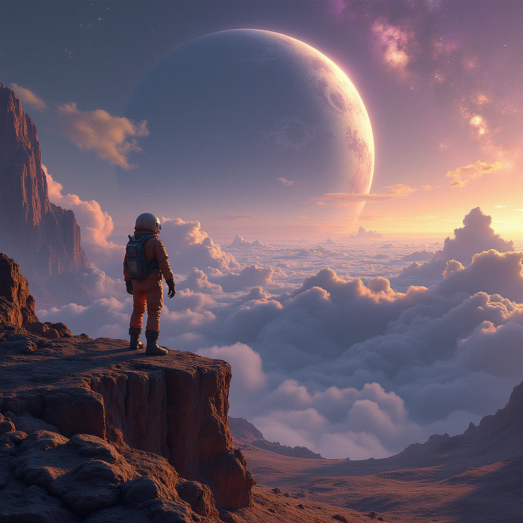 Astronaut on Moon of Gas Giant