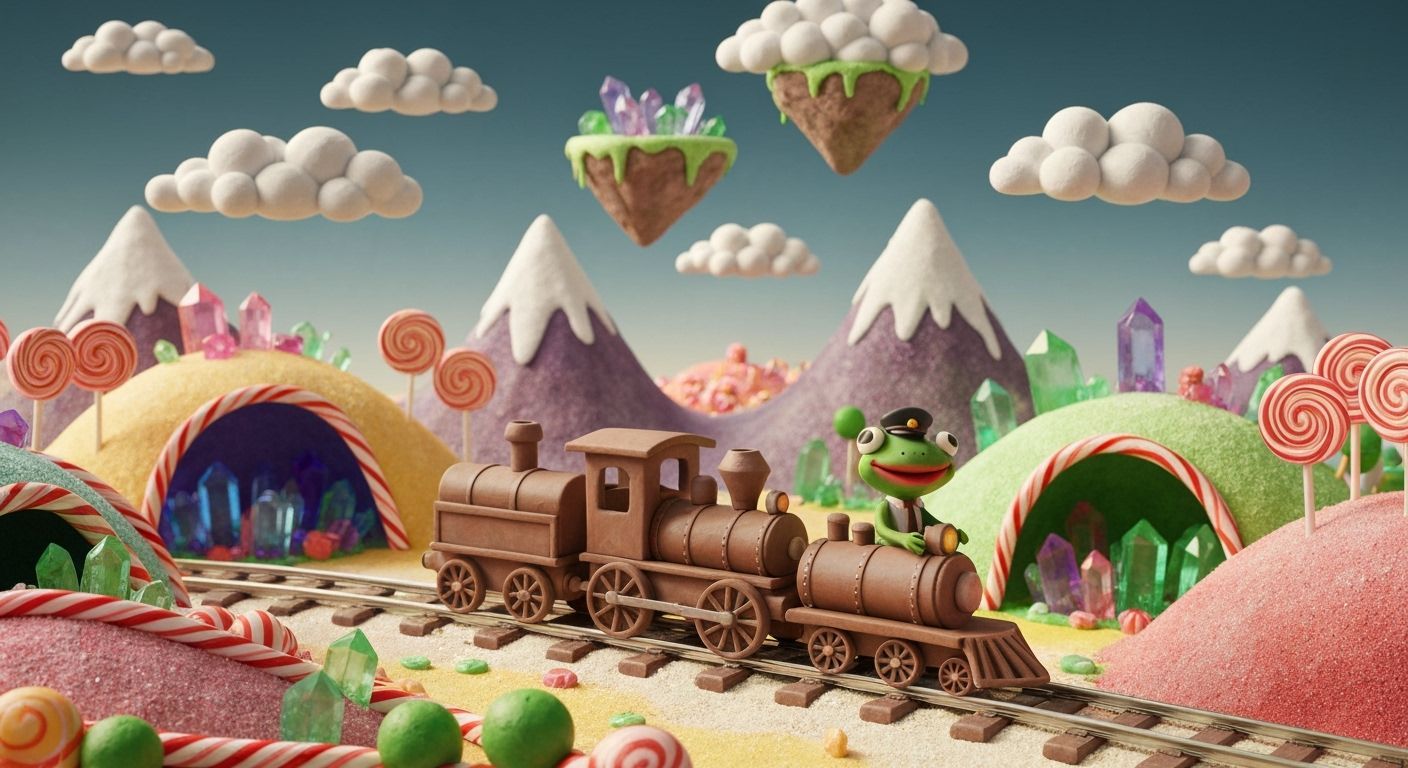 Miniature Clay Train Travels Candy Landscape